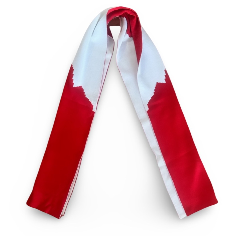 CLAUDE MONTANA Vibrant Red and White Scarf